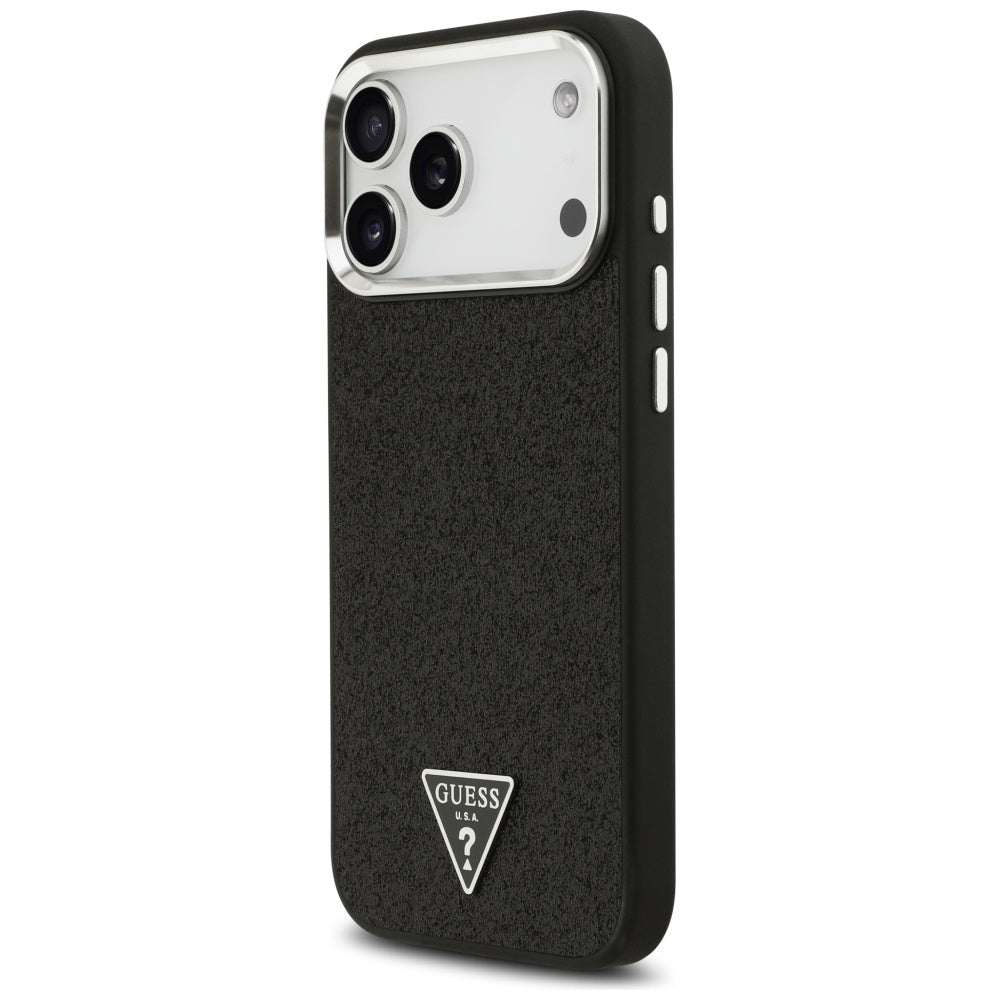 Guess iPhone 17 Pro Max - Σκληρή Θήκη με Πλαίσιο Σιλικόνης - Glitter Triangle Logo MagSafe - Black