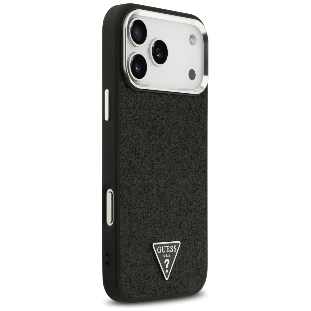 Guess iPhone 17 Pro Max - Σκληρή Θήκη με Πλαίσιο Σιλικόνης - Glitter Triangle Logo MagSafe - Black