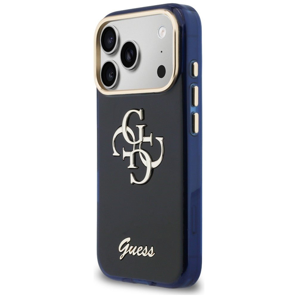 Guess iPhone 17 Pro Max - Σκληρή Θήκη με Πλαίσιο Σιλικόνης - IML 4G Script Metal - Blue