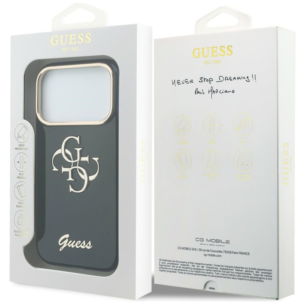Guess iPhone 17 Pro Max - Σκληρή Θήκη με Πλαίσιο Σιλικόνης - IML 4G Script Metal - Blue