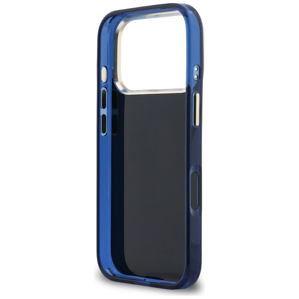 Guess iPhone 17 Pro Max - Σκληρή Θήκη με Πλαίσιο Σιλικόνης - IML 4G Script Metal - Blue