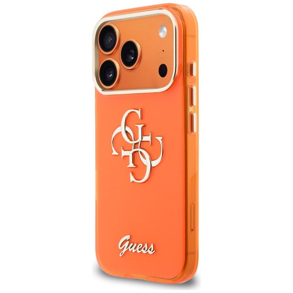 Guess iPhone 17 Pro Max - Σκληρή Θήκη με Πλαίσιο Σιλικόνης - IML 4G Script Metal - Orange