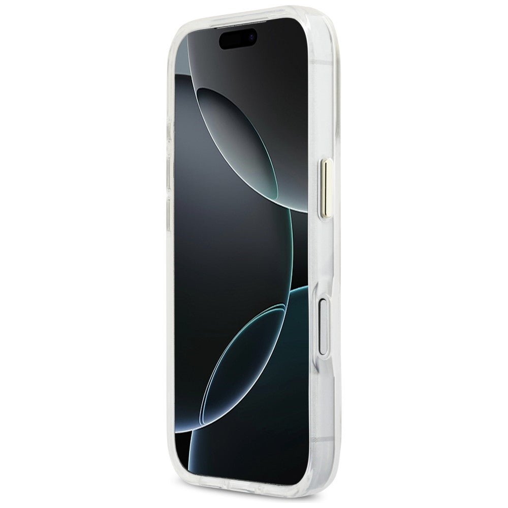 Guess iPhone 17 Pro Max - Σκληρή Θήκη με Πλαίσιο Σιλικόνης - IML 4G Script Metal - White