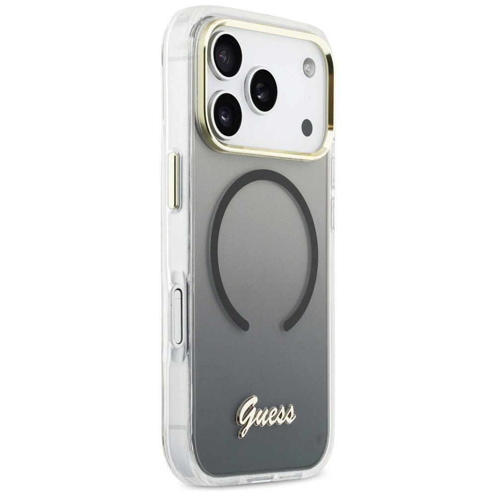 Guess iPhone 17 Pro Max - Σκληρή Θήκη με Πλαίσιο Σιλικόνης - IML Gradient Script Metal MagSafe - Black