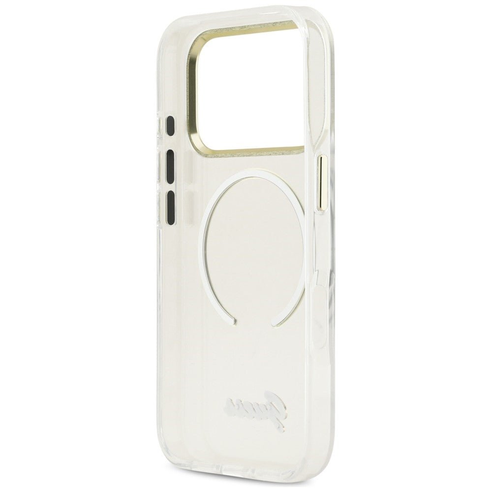 Guess iPhone 17 Pro Max - Σκληρή Θήκη με Πλαίσιο Σιλικόνης και MagSafe - IML Script Metal MagSafe - Clear