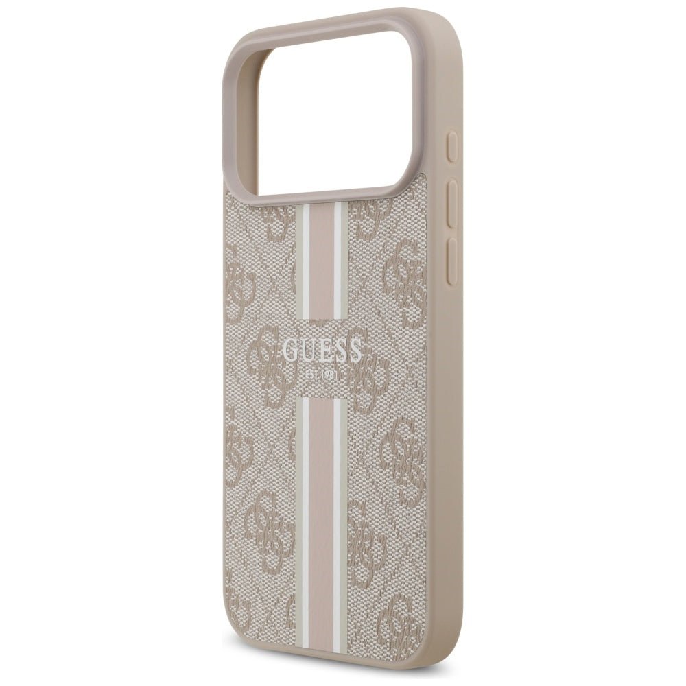 Guess iPhone 17 Pro Max - Θήκη με Επένδυση Συνθετικού Δέρματος - 4G Printed Stripes MagSafe - Pink