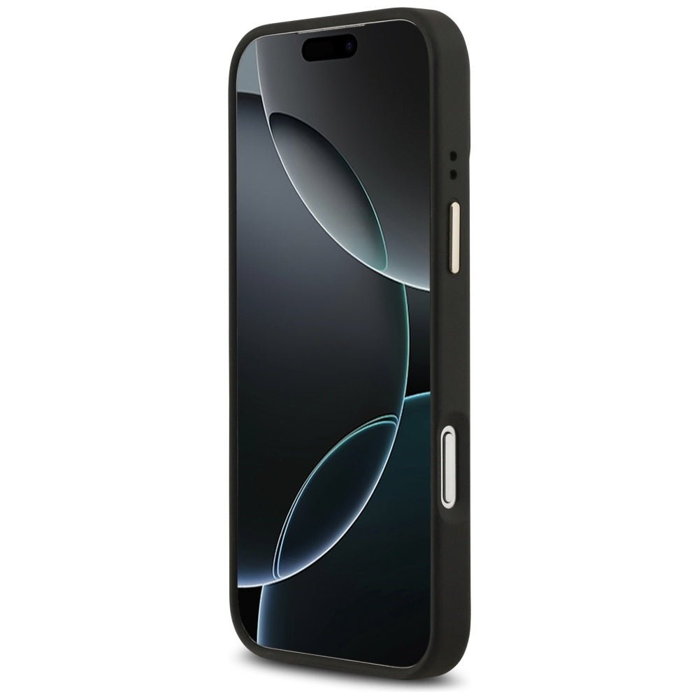 Guess iPhone 17 Pro Max - Θήκη με Επένδυση Συνθετικού Δέρματος και MagSafe - 4G Logo Plate - Black