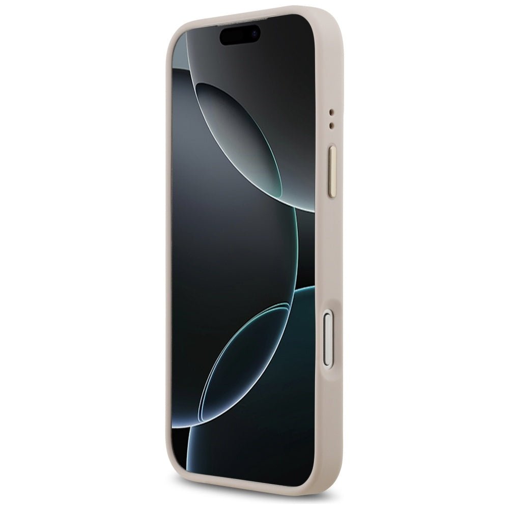 Guess iPhone 17 Pro Max - Θήκη με Επένδυση Συνθετικού Δέρματος και MagSafe - 4G Logo Plate - Pink