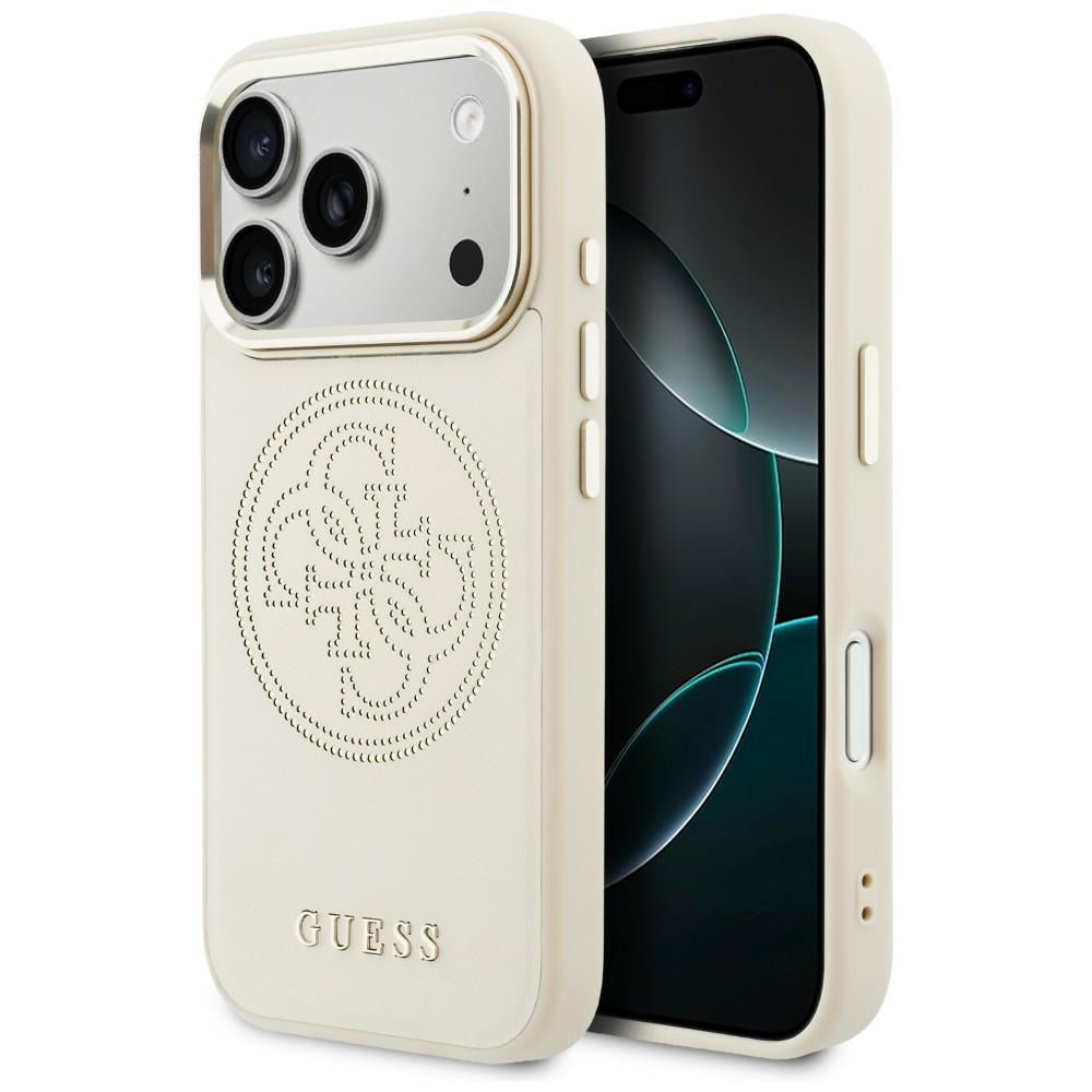 Guess iPhone 17 Pro Max - Θήκη με Επένδυση Συνθετικού Δέρματος - Perforated 4G MagSafe - Beige