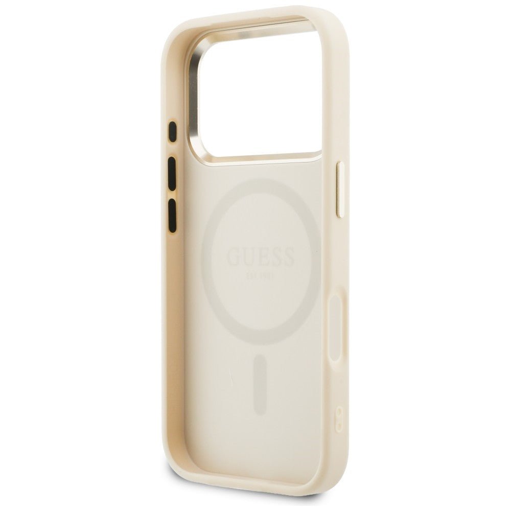 Guess iPhone 17 Pro Max - Θήκη με Επένδυση Συνθετικού Δέρματος - Perforated 4G MagSafe - Beige