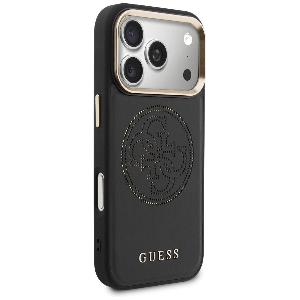 Guess iPhone 17 Pro Max - Θήκη με Επένδυση Συνθετικού Δέρματος - Perforated 4G MagSafe - Black