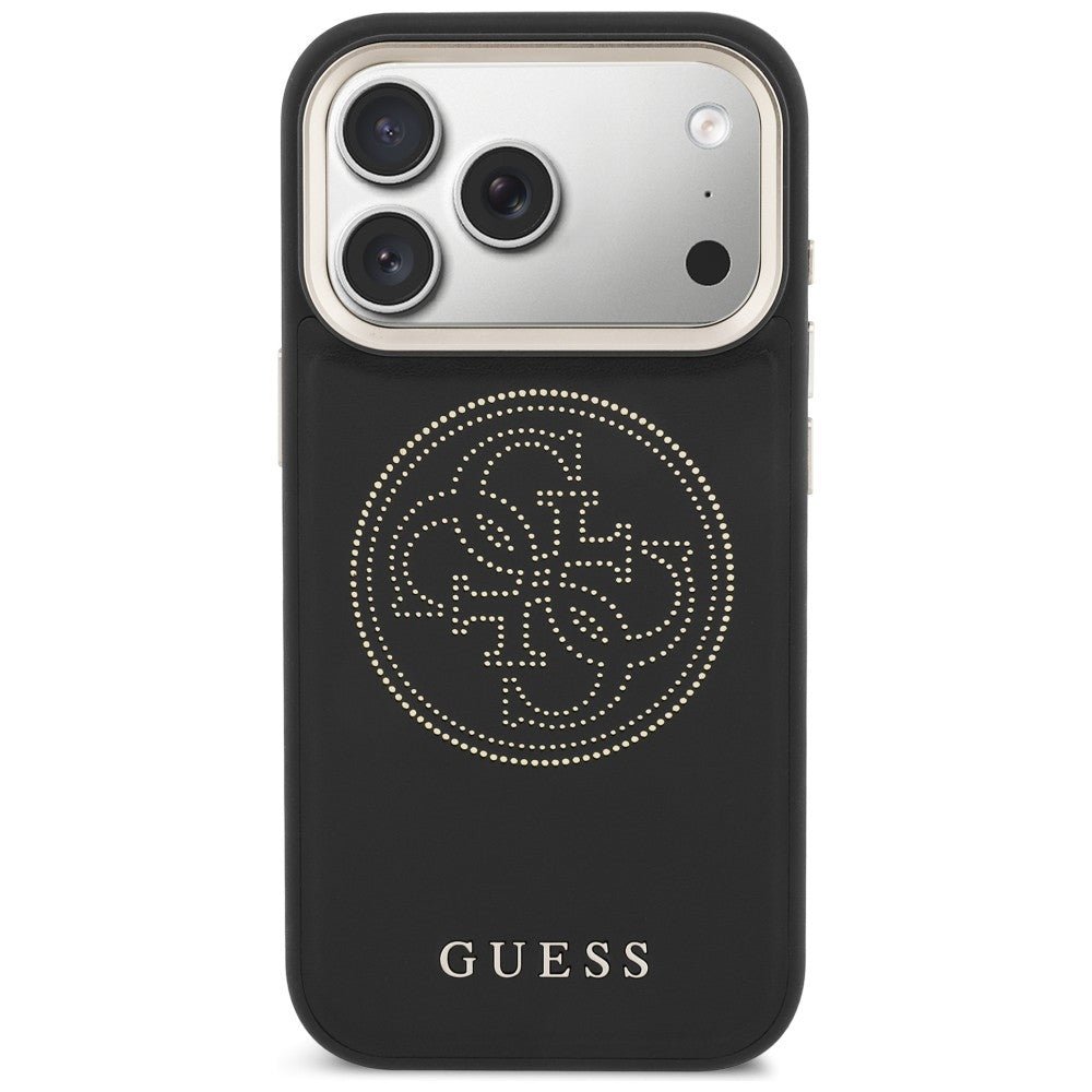 Guess iPhone 17 Pro Max - Θήκη με Επένδυση Συνθετικού Δέρματος - Perforated 4G MagSafe - Black