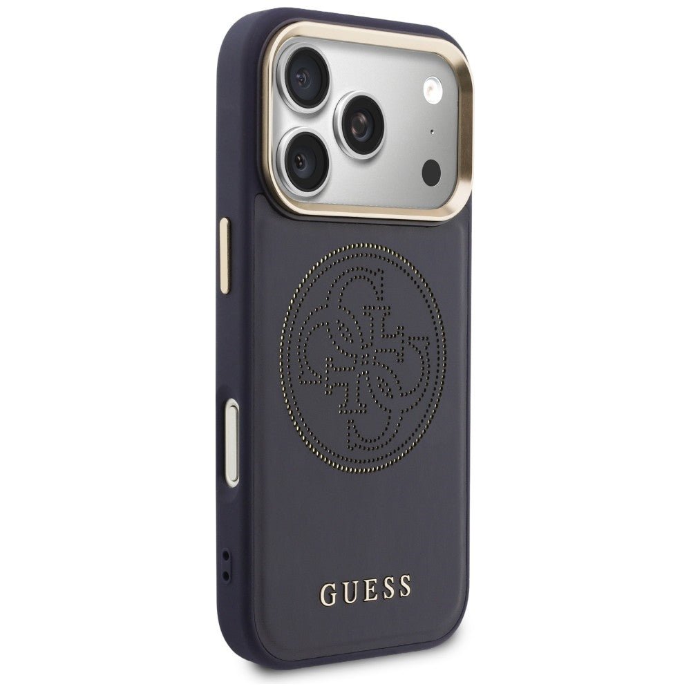 Guess iPhone 17 Pro Max - Θήκη με Επένδυση Συνθετικού Δέρματος - Perforated 4G MagSafe - Blue
