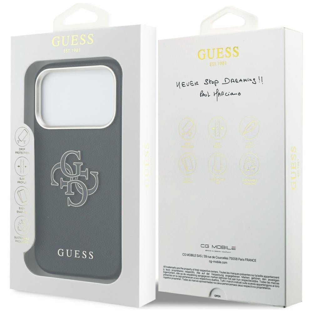 Guess iPhone 17 Pro - Σκληρή Θήκη με Επένδυση από Οικολογικό Δέρμα - FW Resin Logo - Black