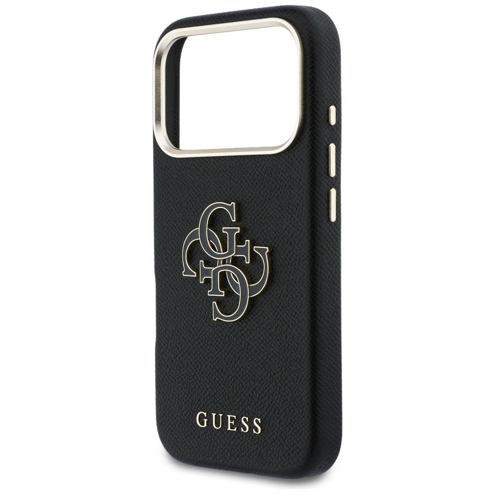 Guess iPhone 17 Pro - Σκληρή Θήκη με Επένδυση από Οικολογικό Δέρμα - FW Resin Logo - Black