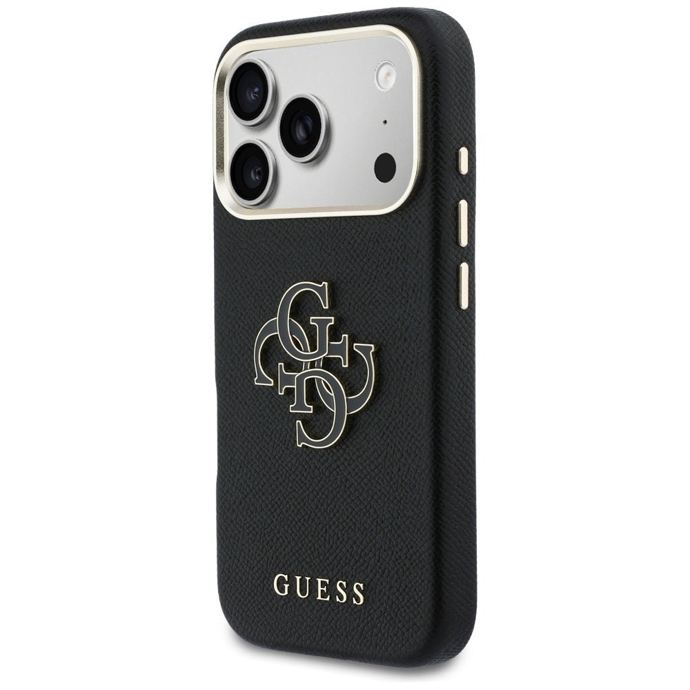 Guess iPhone 17 Pro - Σκληρή Θήκη με Επένδυση από Οικολογικό Δέρμα - FW Resin Logo - Black