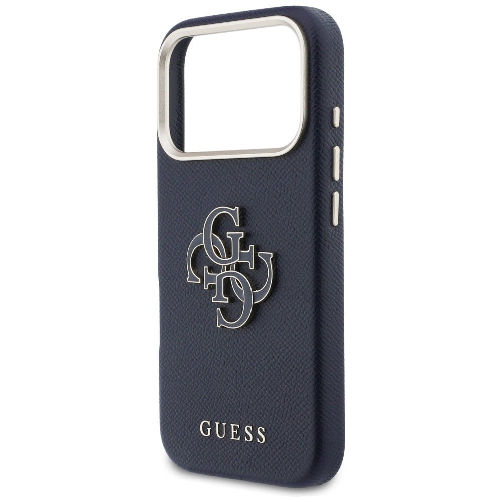 Guess iPhone 17 Pro - Σκληρή Θήκη με Επένδυση από Οικολογικό Δέρμα - FW Resin Logo - Blue