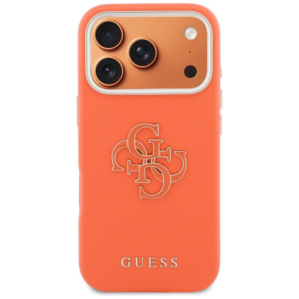 Guess iPhone 17 Pro - Σκληρή Θήκη με Επένδυση από Οικολογικό Δέρμα - FW Resin Logo - Οrange