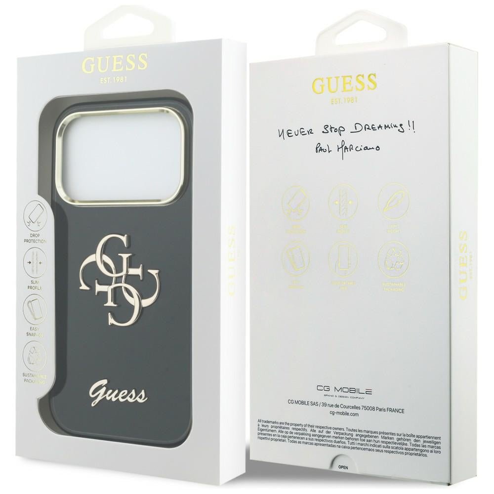 Guess iPhone 17 Pro - Σκληρή Θήκη με Πλαίσιο Σιλικόνης - IML 4G Script Metal - Black