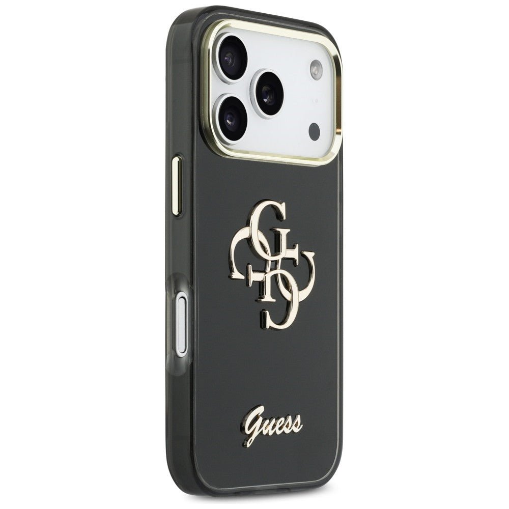 Guess iPhone 17 Pro - Σκληρή Θήκη με Πλαίσιο Σιλικόνης - IML 4G Script Metal - Black