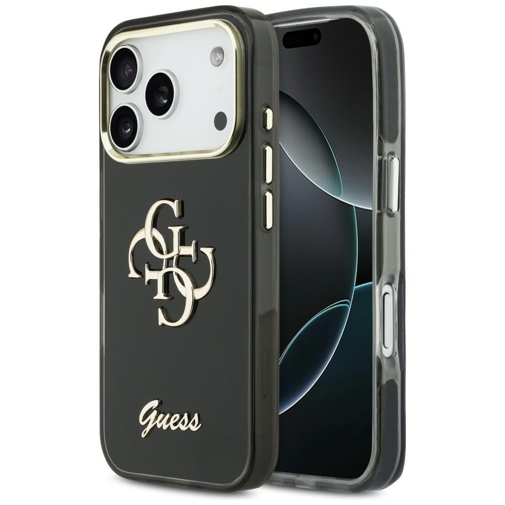 Guess iPhone 17 Pro - Σκληρή Θήκη με Πλαίσιο Σιλικόνης - IML 4G Script Metal - Black