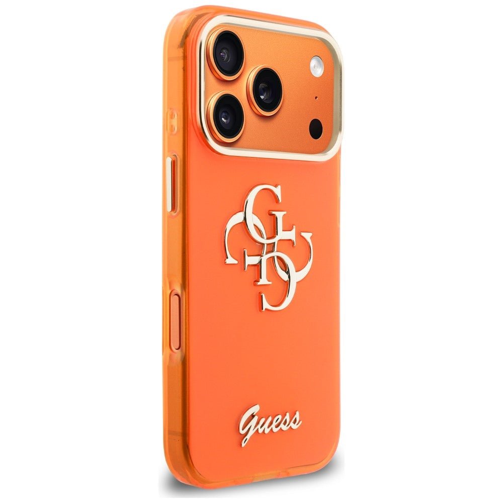 Guess iPhone 17 Pro - Σκληρή Θήκη με Πλαίσιο Σιλικόνης - IML 4G Script Metal - Orange