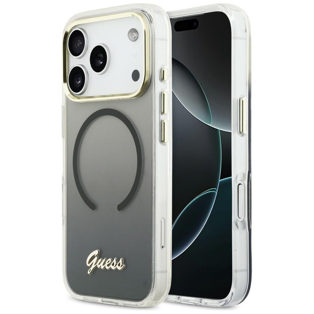 Guess iPhone 17 Pro - Σκληρή Θήκη με Πλαίσιο Σιλικόνης - IML Gradient Script Metal MagSafe - Black