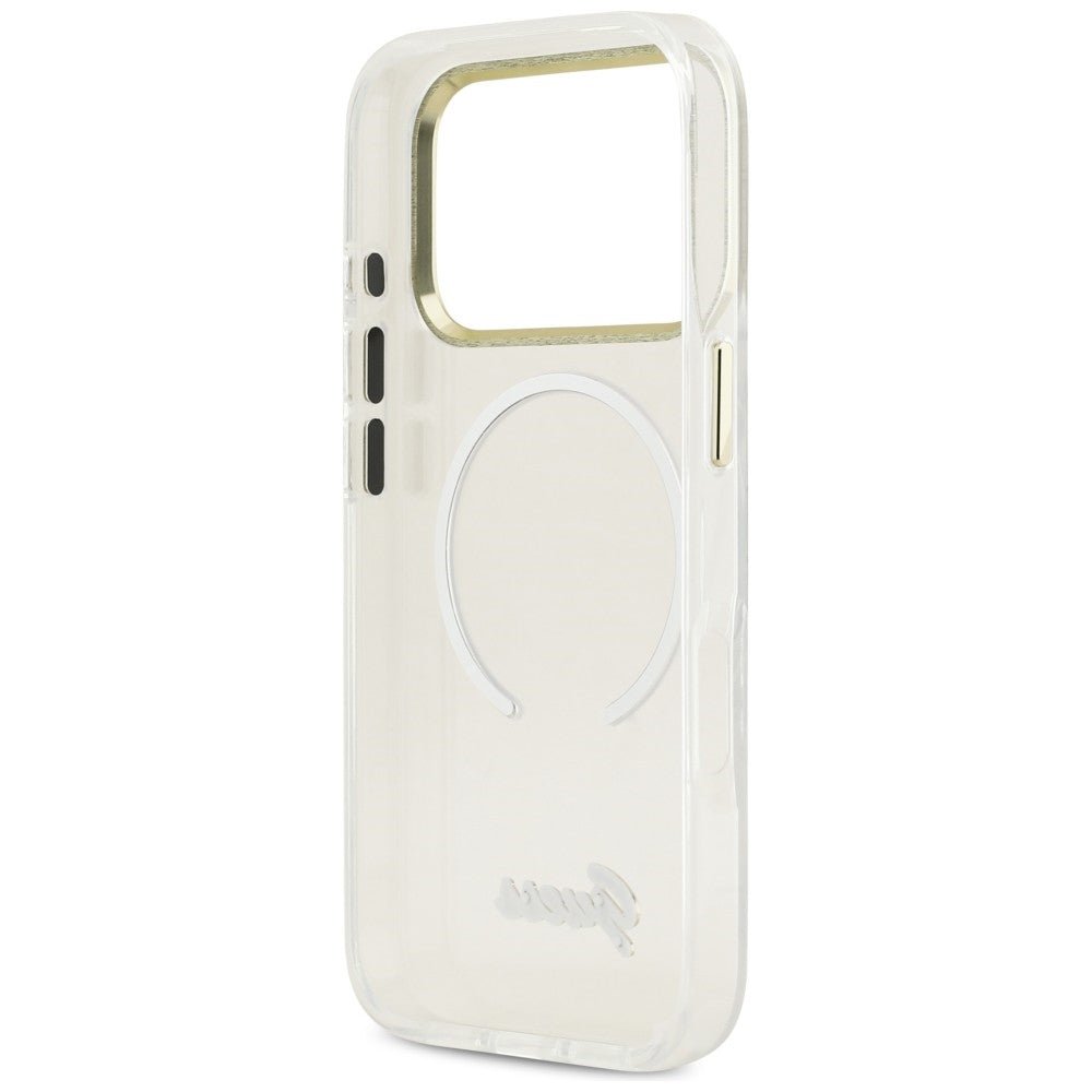 Guess iPhone 17 Pro - Σκληρή Θήκη με Πλαίσιο Σιλικόνης - IML Gradient Script Metal MagSafe - White