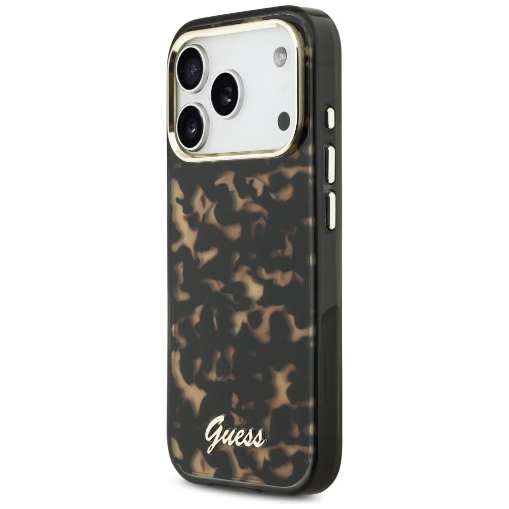 Guess iPhone 17 Pro - Σκληρή Θήκη με Πλαίσιο Σιλικόνης - IML Script Metal MagSafe - Tortoise