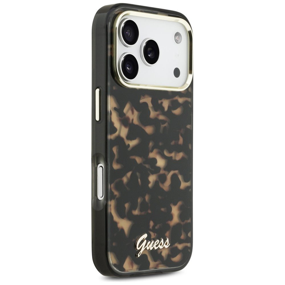 Guess iPhone 17 Pro - Σκληρή Θήκη με Πλαίσιο Σιλικόνης - IML Script Metal MagSafe - Tortoise