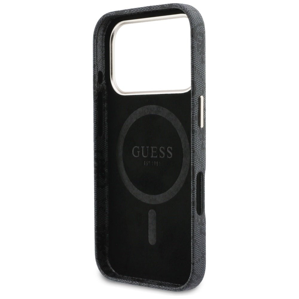 Guess iPhone 17 Pro - Σκληρή Θήκη με Πλαίσιο Σιλικόνης και MagSafe - 4G Script MagSafe - Black