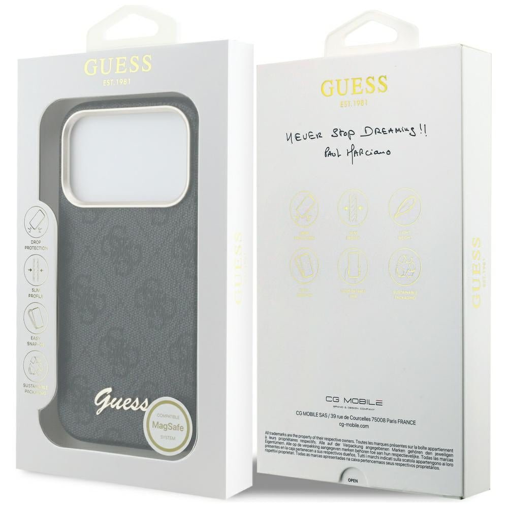 Guess iPhone 17 Pro - Σκληρή Θήκη με Πλαίσιο Σιλικόνης και MagSafe - 4G Script MagSafe - Black