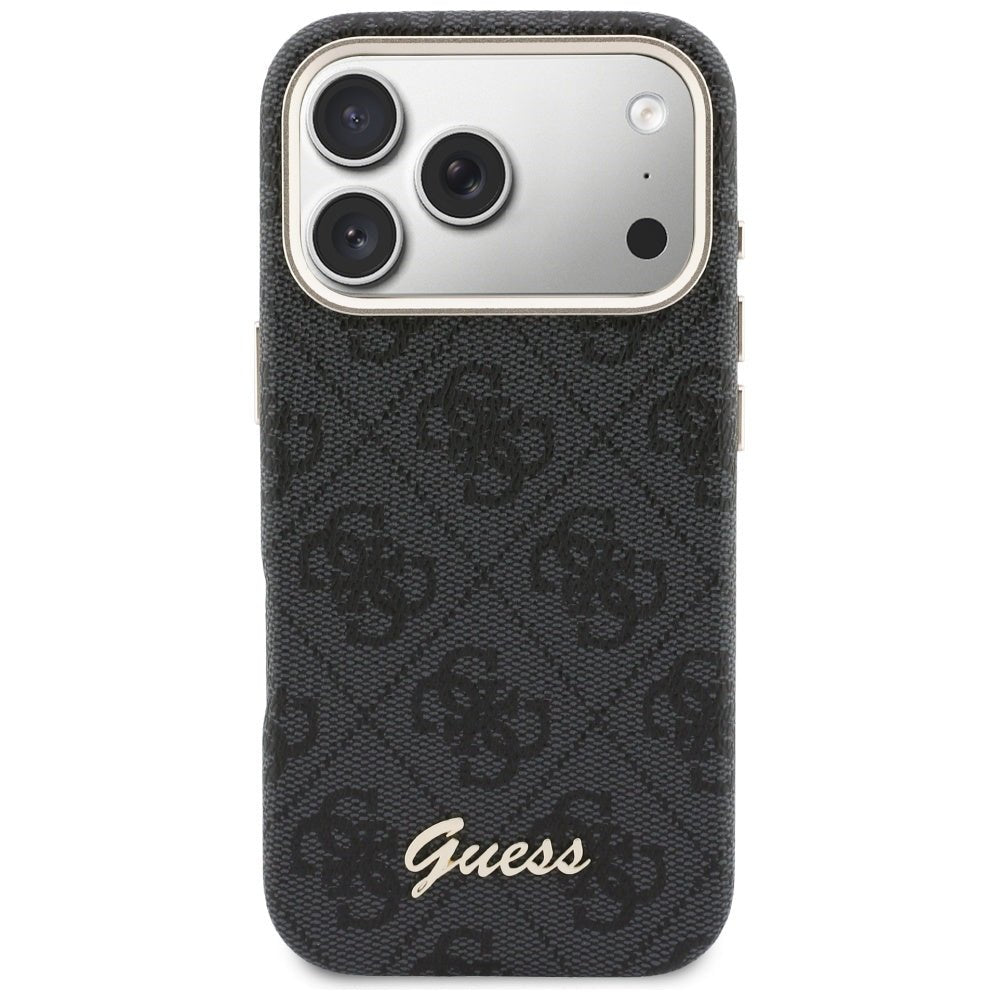 Guess iPhone 17 Pro - Σκληρή Θήκη με Πλαίσιο Σιλικόνης και MagSafe - 4G Script MagSafe - Black