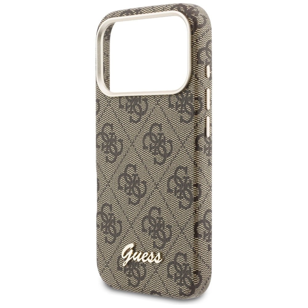 Guess iPhone 17 Pro - Σκληρή Θήκη με Πλαίσιο Σιλικόνης και MagSafe - 4G Script MagSafe - Brown
