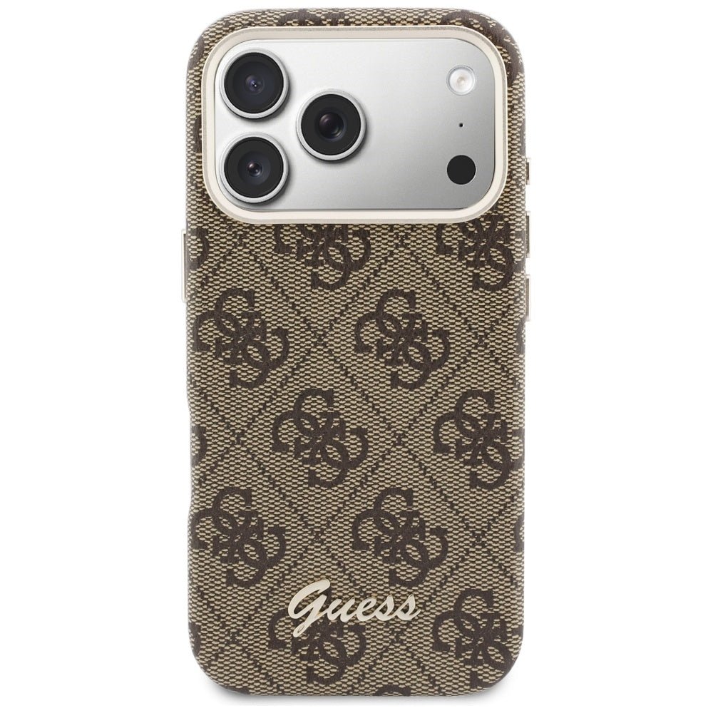 Guess iPhone 17 Pro - Σκληρή Θήκη με Πλαίσιο Σιλικόνης και MagSafe - 4G Script MagSafe - Brown