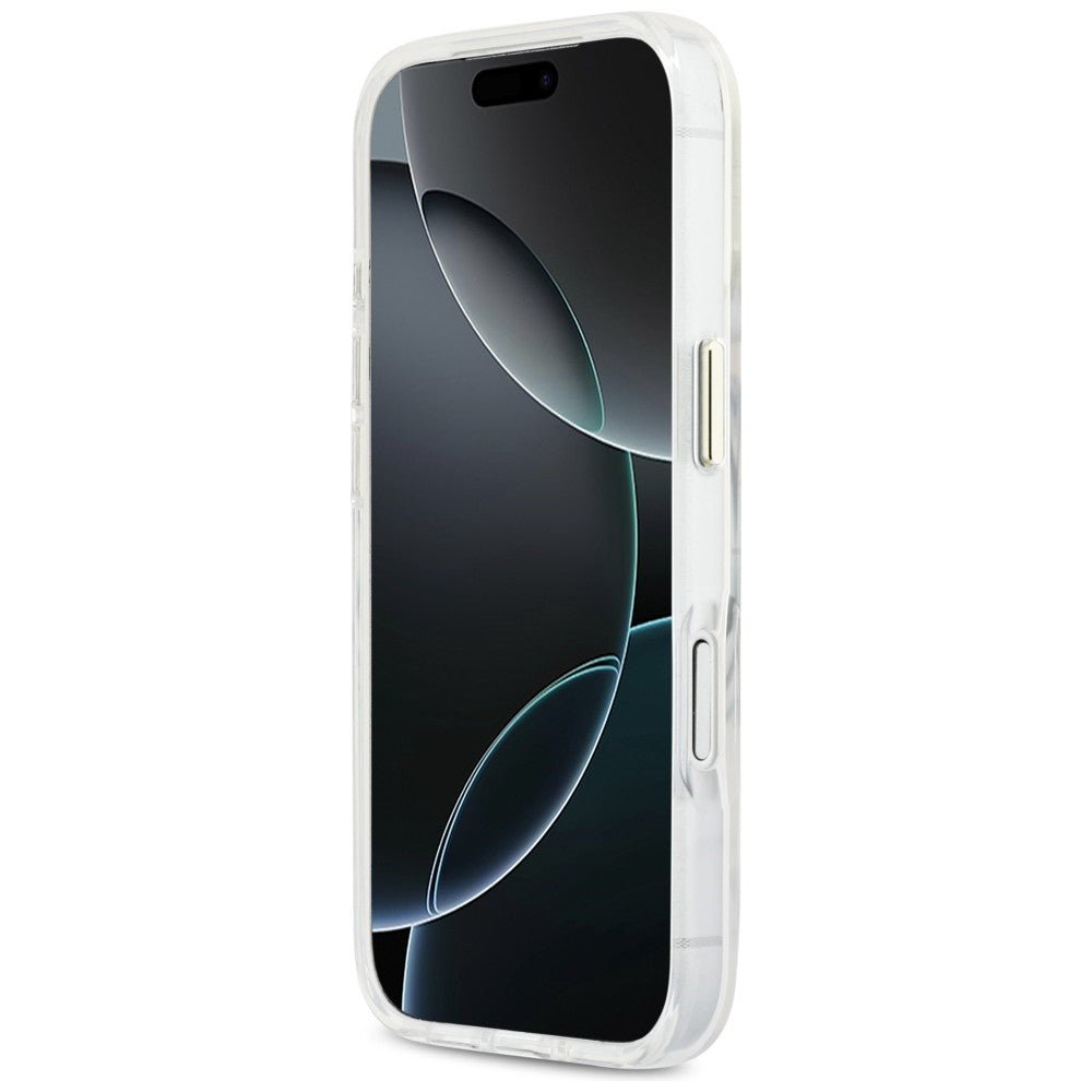 Guess iPhone 17 Pro - Σκληρή Θήκη με Πλαίσιο Σιλικόνης και MagSafe - IML Script Metal MagSafe - Clear