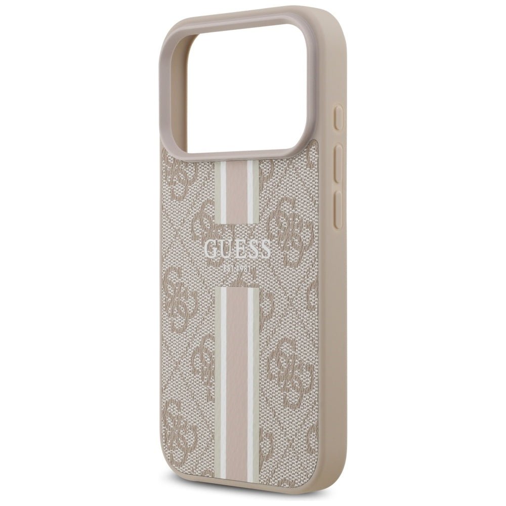 Guess iPhone 17 Pro - Θήκη με Επένδυση Συνθετικού Δέρματος - 4G Printed Stripes MagSafe - Pink