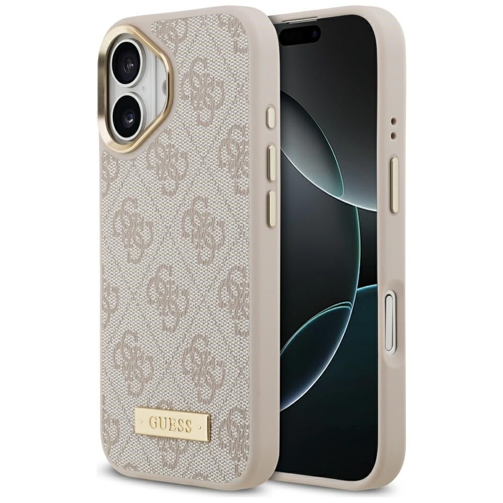 Guess iPhone 17 Pro - Θήκη με Επένδυση Συνθετικού Δέρματος και MagSafe - 4G Logo Plate - Pink