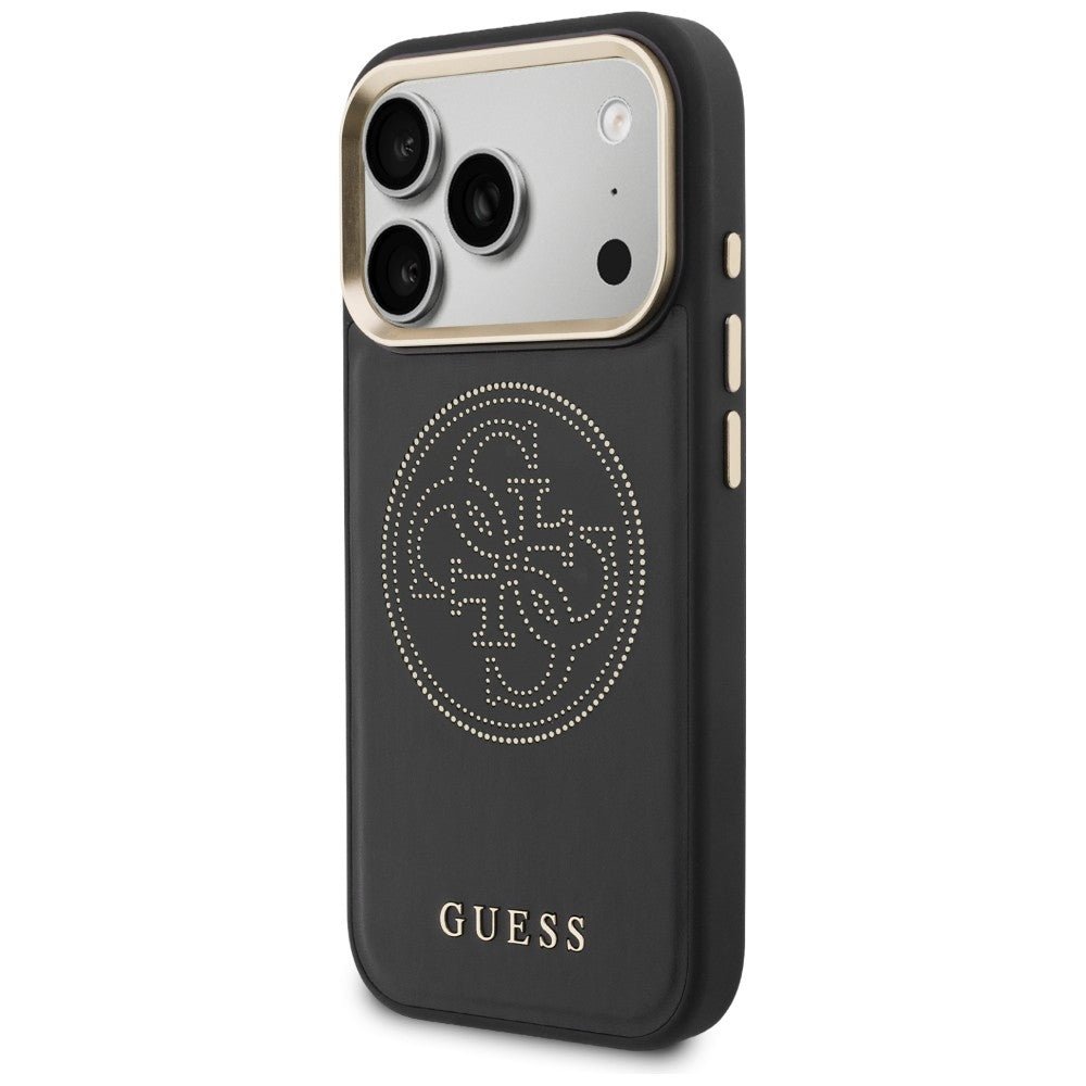 Guess iPhone 17 Pro - Θήκη με Επένδυση Συνθετικού Δέρματος - Perforated 4G MagSafe - Black