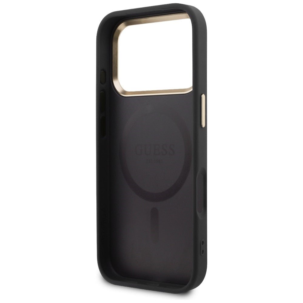 Guess iPhone 17 Pro - Θήκη με Επένδυση Συνθετικού Δέρματος - Perforated 4G MagSafe - Black