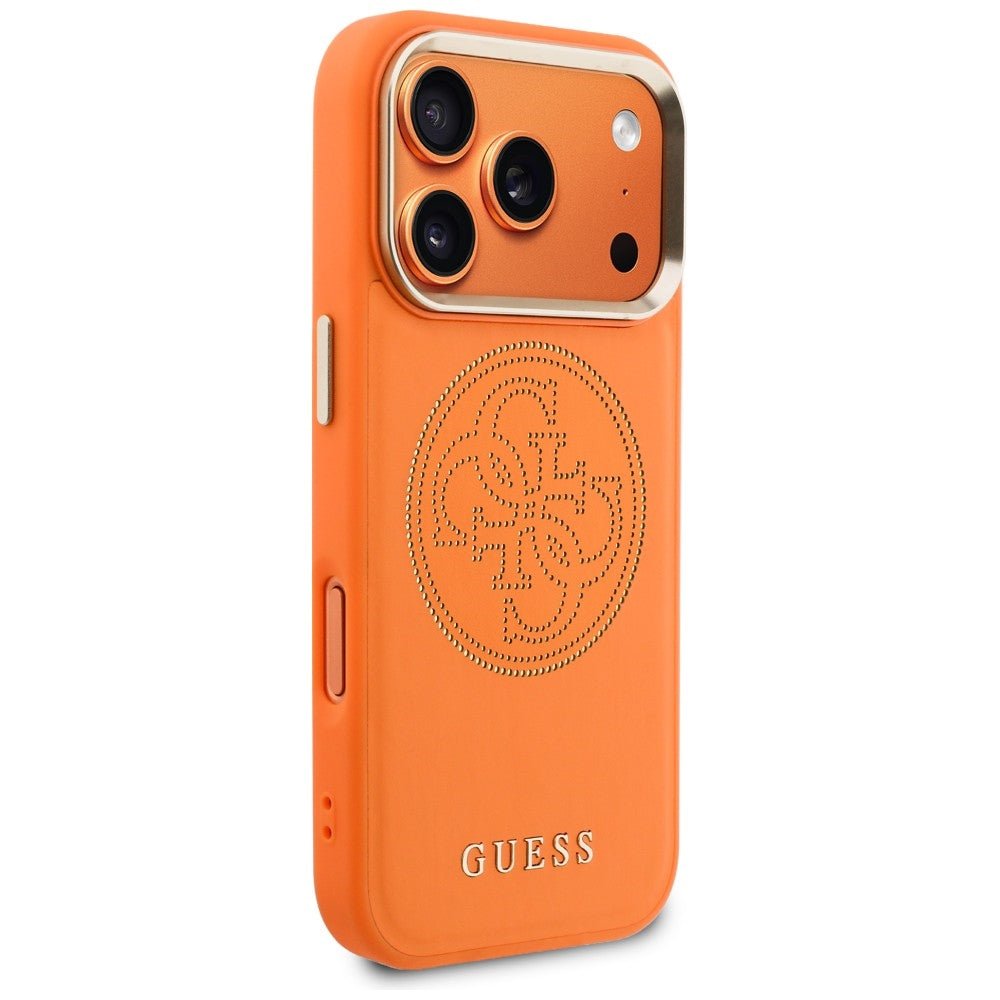 Guess iPhone 17 Pro - Θήκη με Επένδυση Συνθετικού Δέρματος - Perforated 4G MagSafe - Orange