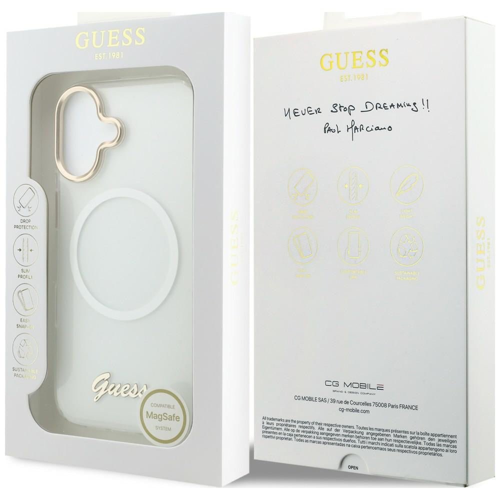 Guess iPhone 17 - Σκληρή Θήκη με Πλαίσιο Σιλικόνης - IML Gradient Script Metal MagSafe - White