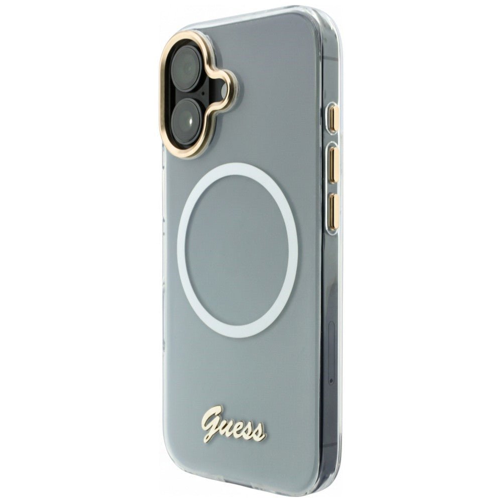 Guess iPhone 17 - Σκληρή Θήκη με Πλαίσιο Σιλικόνης - IML Gradient Script Metal MagSafe - White