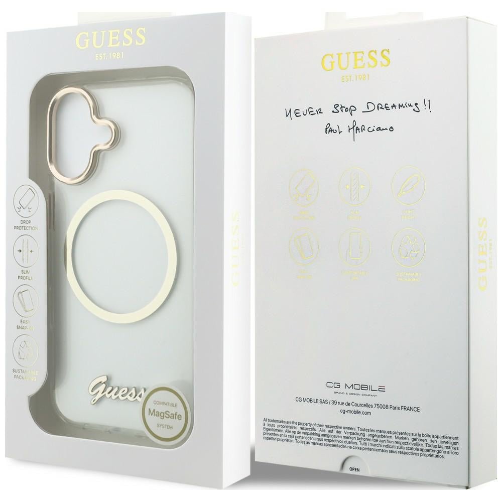 Guess iPhone 17 - Σκληρή Θήκη με Πλαίσιο Σιλικόνης - IML Script Metal MagSafe - Διάφανη