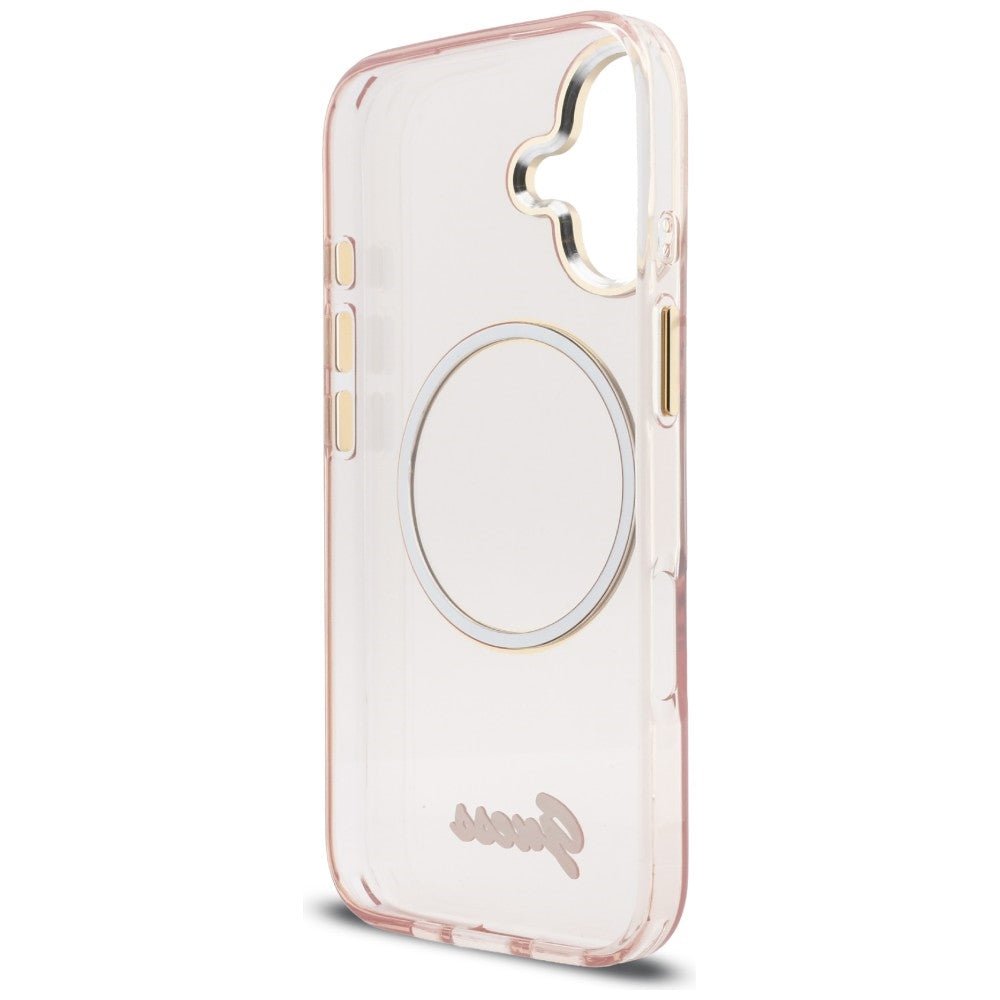 Guess iPhone 17 - Σκληρή Θήκη με Πλαίσιο Σιλικόνης - IML Script Metal MagSafe - Pink