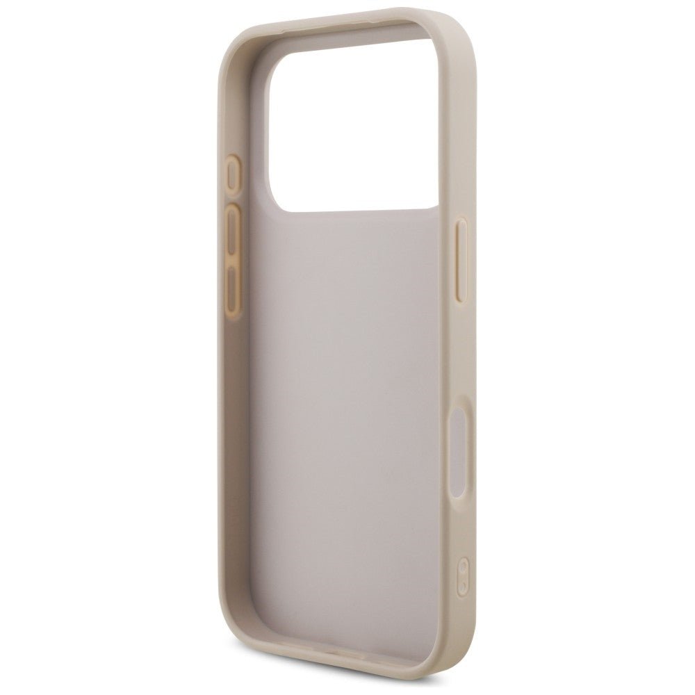 Guess iPhone 18 Pro / iPhone 17 Pro - Σκληρή Θήκη με Πλαίσιο Σιλικόνης και Επένδυση Συνθετικού Δέρματος - 4G Big Logo - Pink