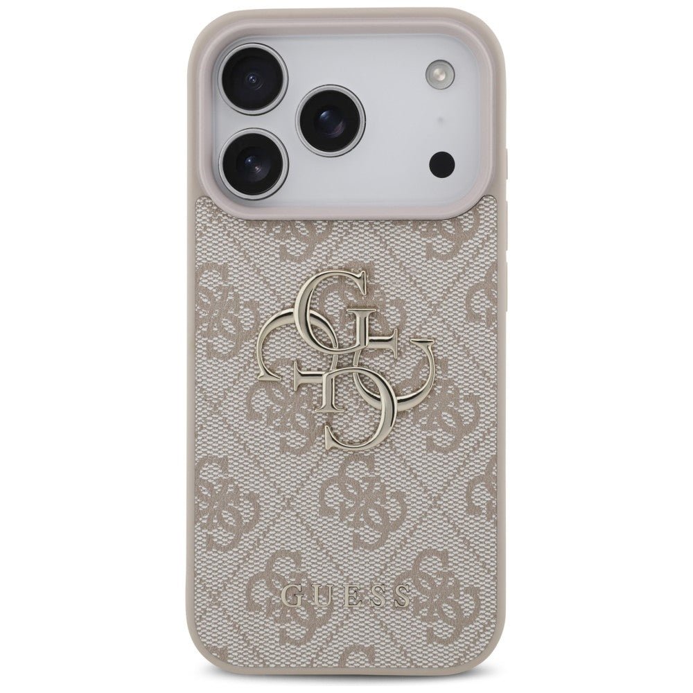 Guess iPhone 18 Pro / iPhone 17 Pro - Σκληρή Θήκη με Πλαίσιο Σιλικόνης και Επένδυση Συνθετικού Δέρματος - 4G Big Logo - Pink
