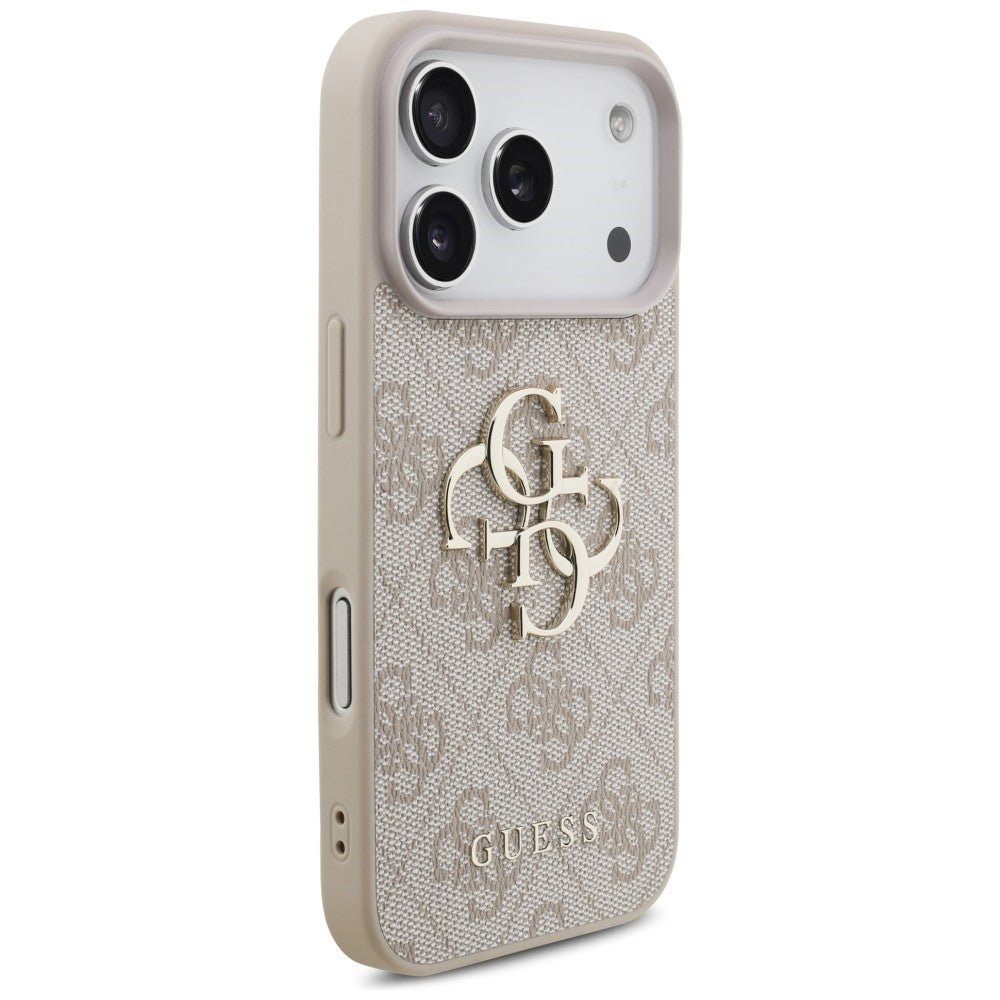 Guess iPhone 18 Pro / iPhone 17 Pro - Σκληρή Θήκη με Πλαίσιο Σιλικόνης και Επένδυση Συνθετικού Δέρματος - 4G Big Logo - Pink