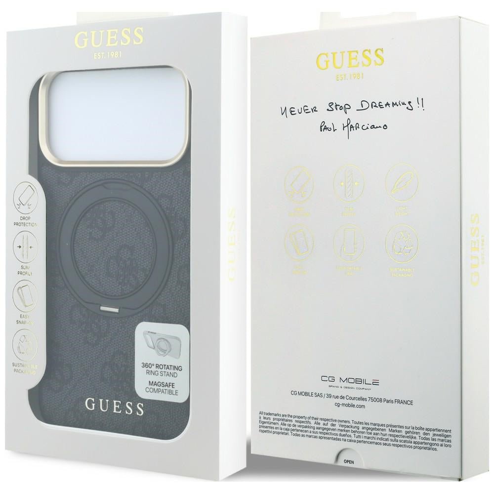 Guess iPhone 18 Pro Max / iPhone 17 Pro Max - Σκληρή Θήκη με Δαχτυλίδι Συγκράτησης MagSafe - Ring Stand 360 4G Classic Logo - Black