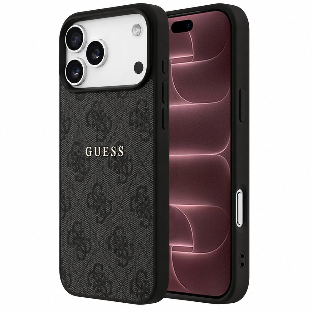 Guess iPhone 18 Pro Max / iPhone 17 Pro Max - Σκληρή Θήκη με Πλαίσιο Σιλικόνης και MagSafe - 4G Embossed Ring Classic Logo - Black